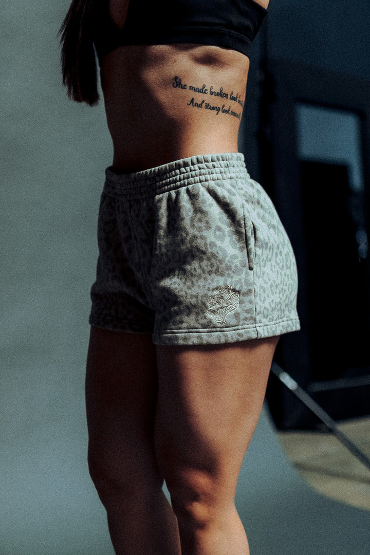 Dual Ellie Sweat Shorts in Clay Leopard