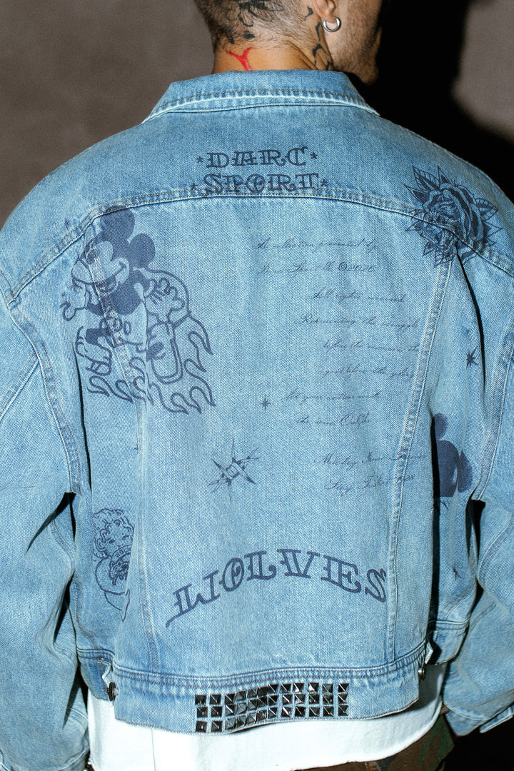 Mickey Flash Cropped American Denim Jacket in Light Wash