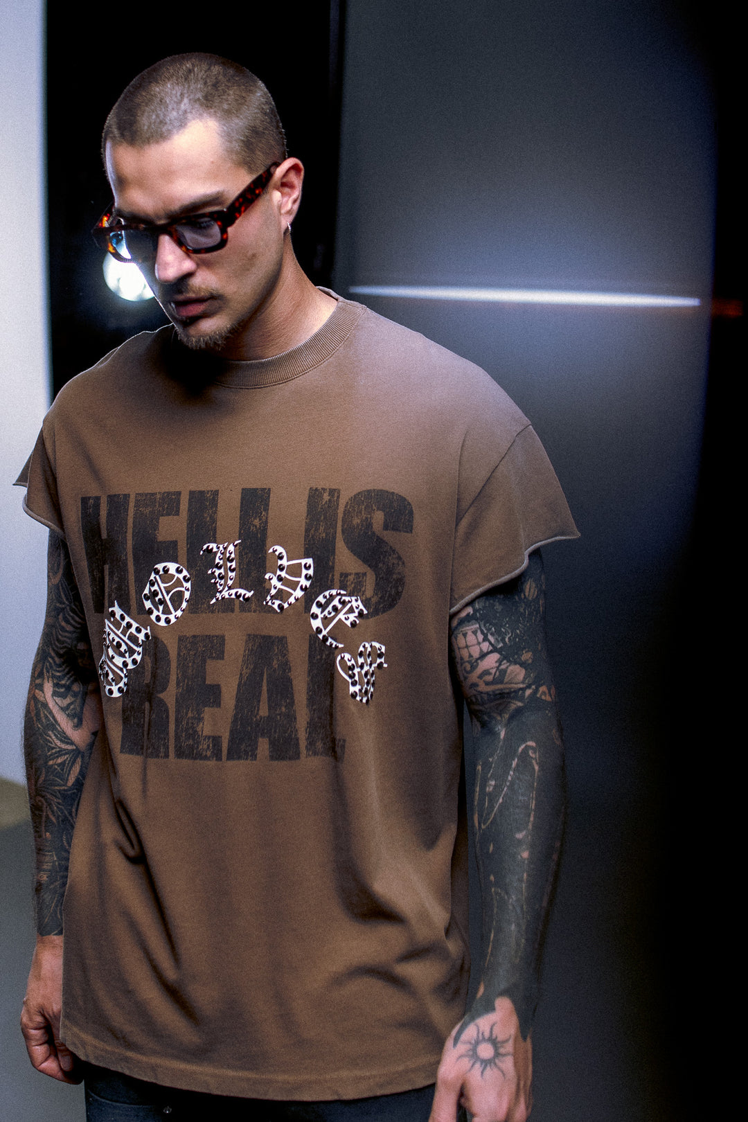 Hell is Real "Premium" Cap Sleeve Tee in Desert Dust