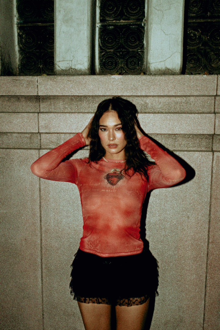 Darc Devotion "Shea" Mesh L/S Top in La Vino