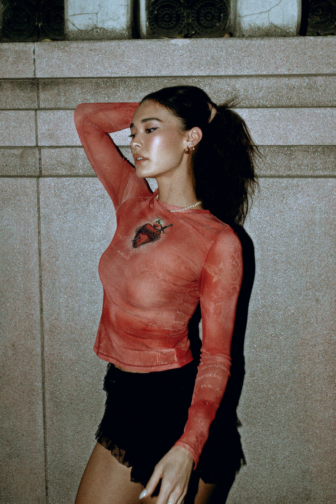 Darc Devotion "Shea" Mesh L/S Top in La Vino