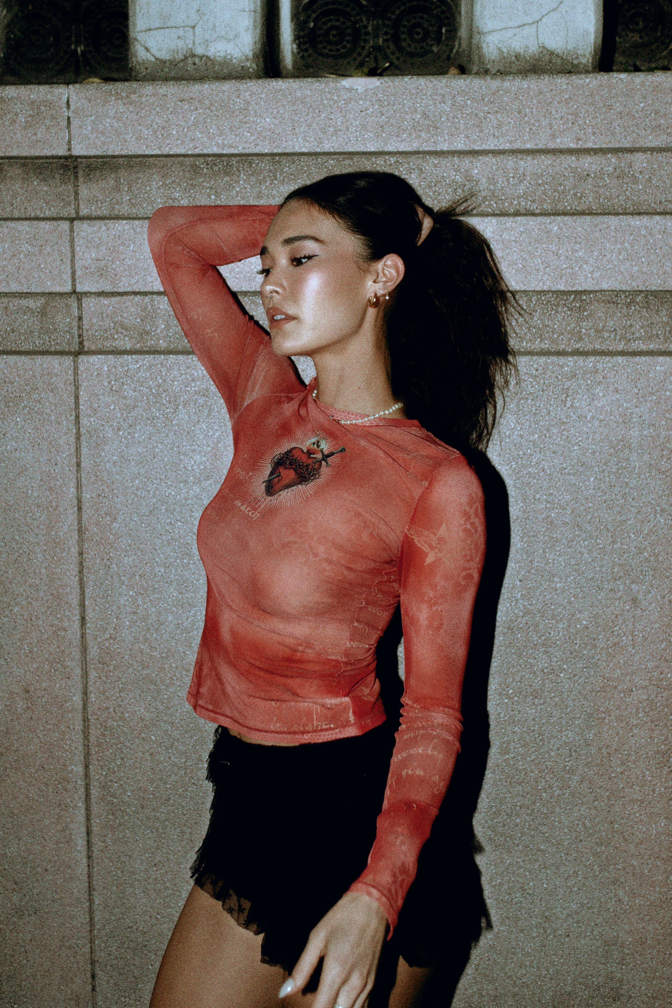 Darc Devotion "Shea" Mesh L/S Top in La Vino