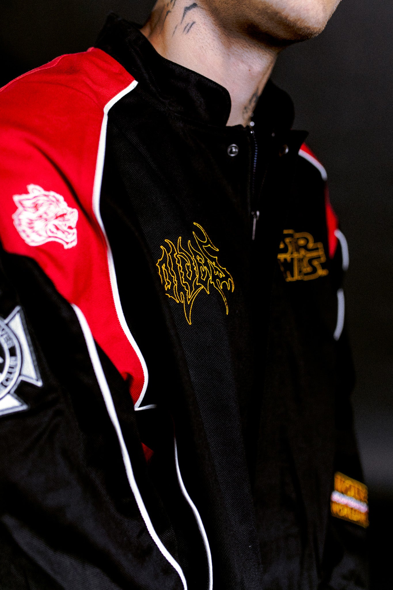 You Underestimate My Power Grit Road Racing Jacket in Black/Red