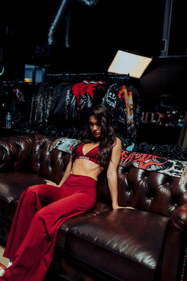 Wolf Wide Leg Energy Pants in Velvet
