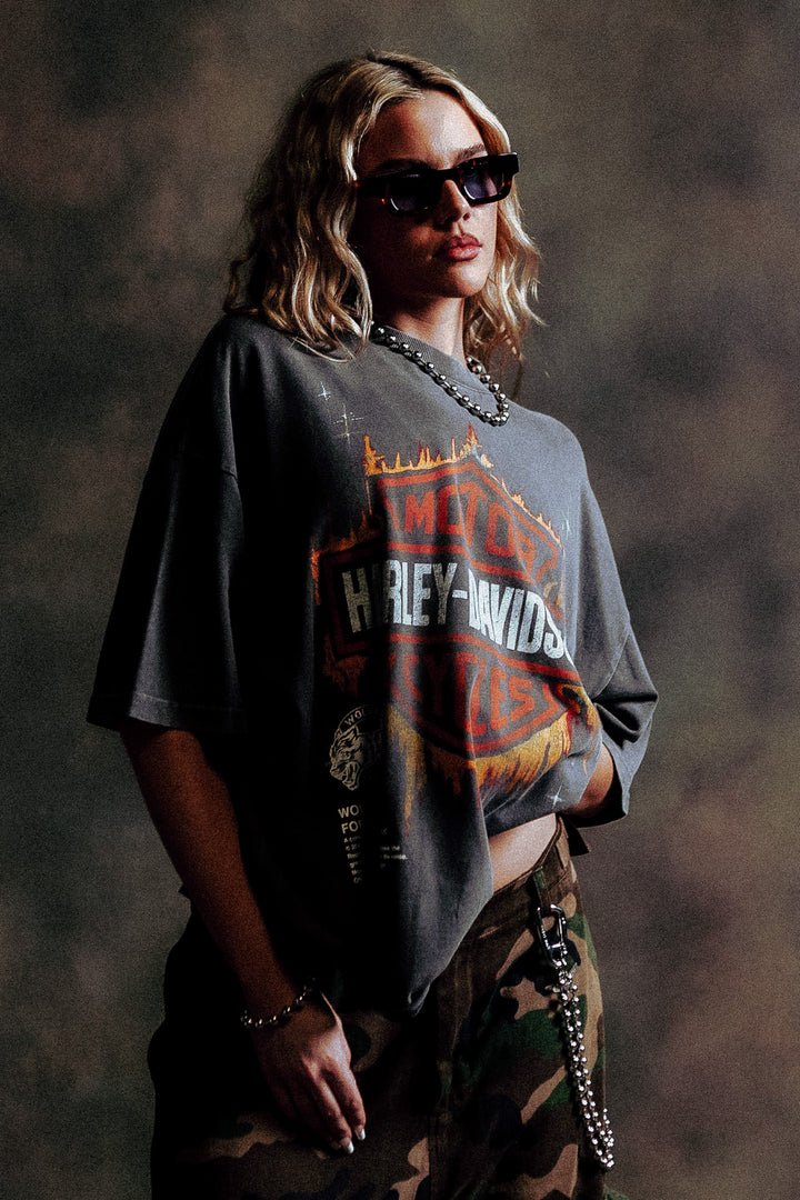 Inferno Shield Premium Unisex Raw Hem "Box Cut" Tee in Slate Gray