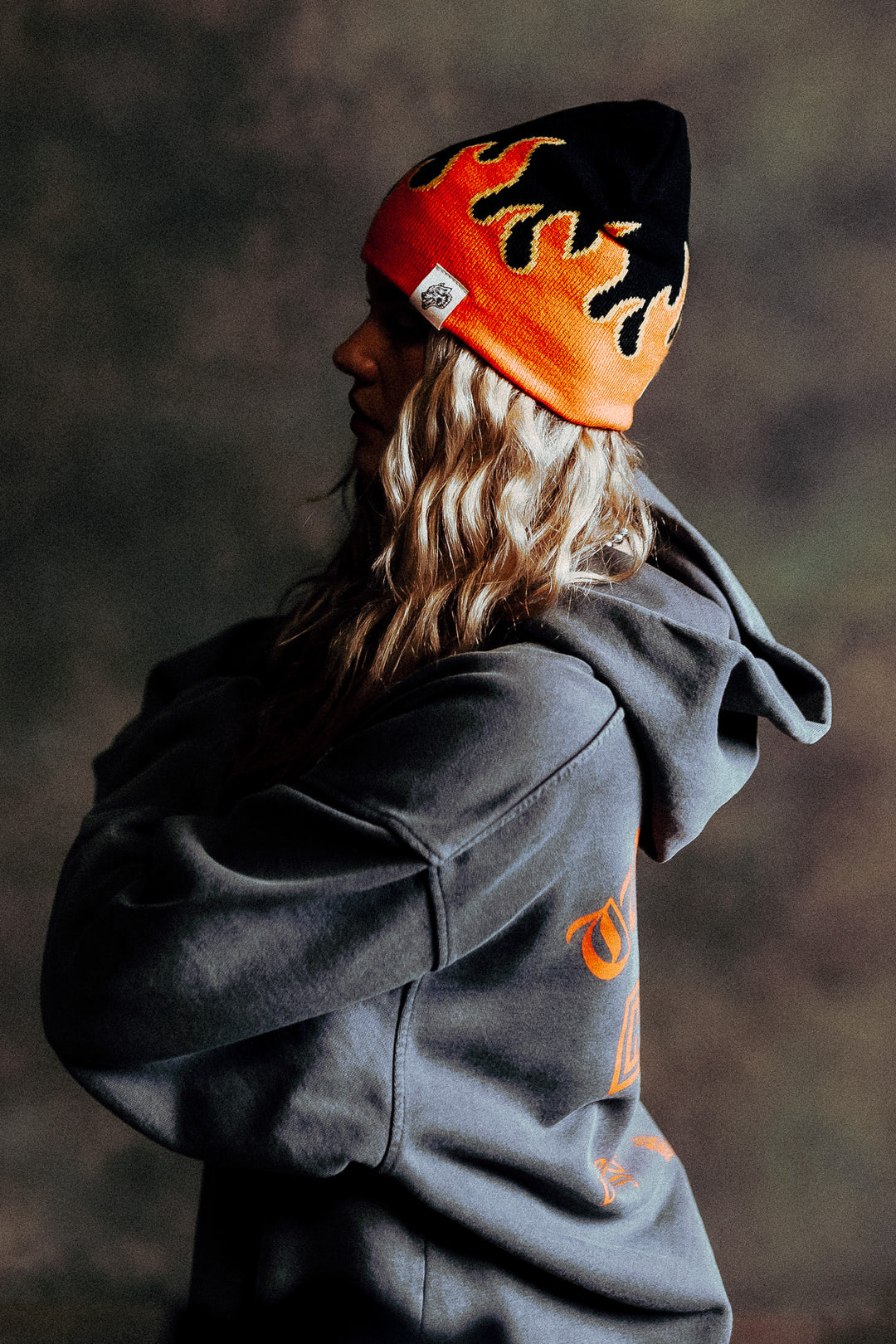 Eternal Flame Cap Beanie in Black/Orange
