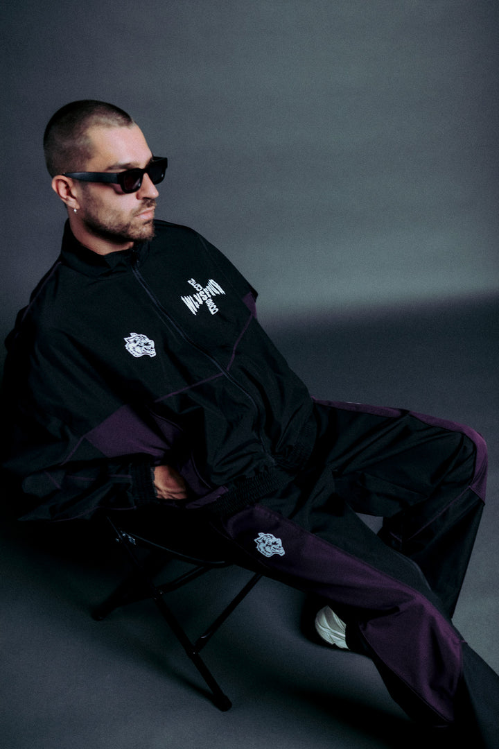 Dual Wolf Men's Quinn Track Pants in Black/Phantom Purple