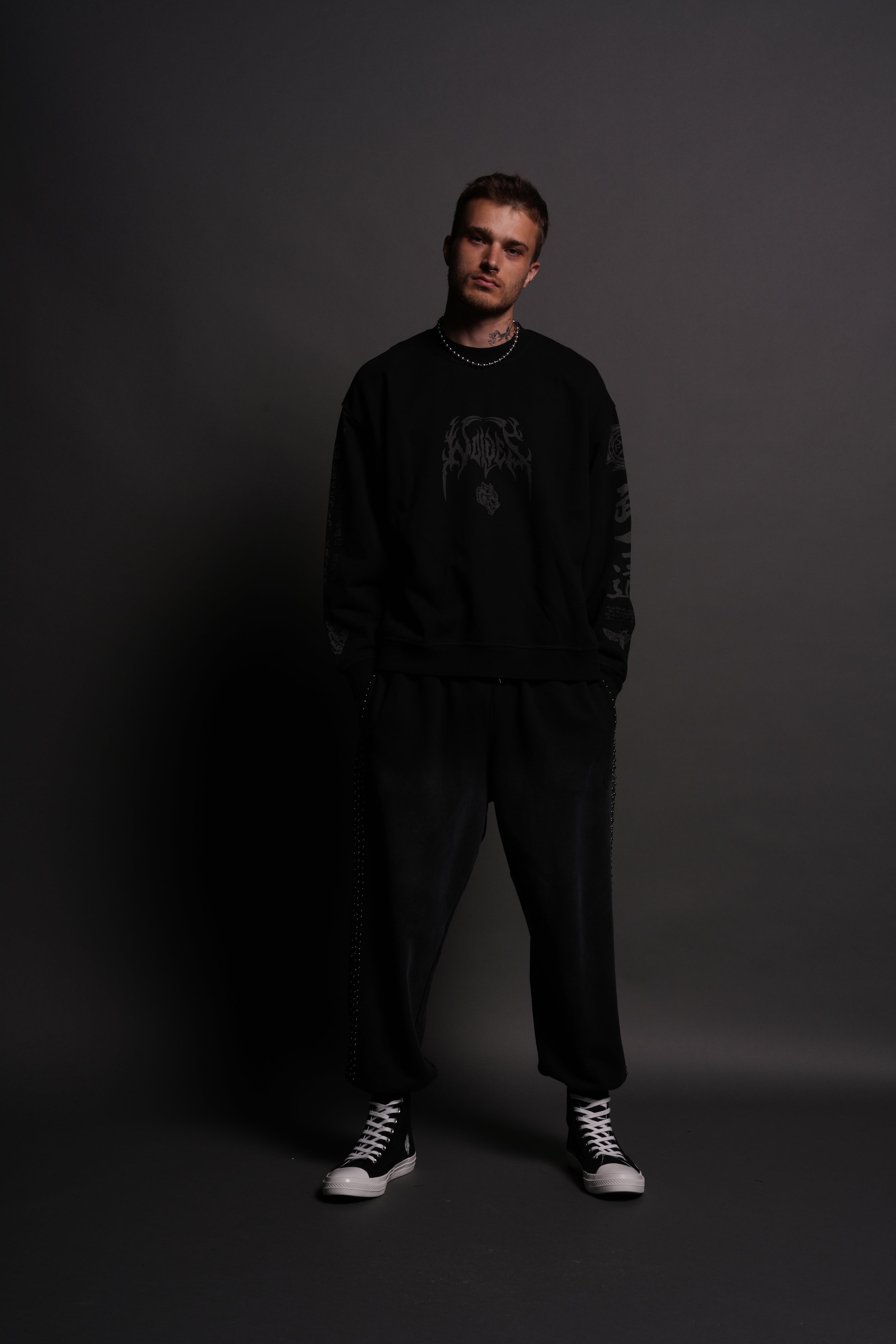 Ukiyo-e Grunge Oversized London Crewneck in Black