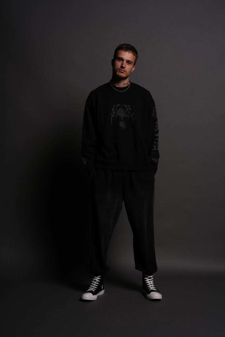 Ukiyo-e Grunge Oversized London Crewneck in Black