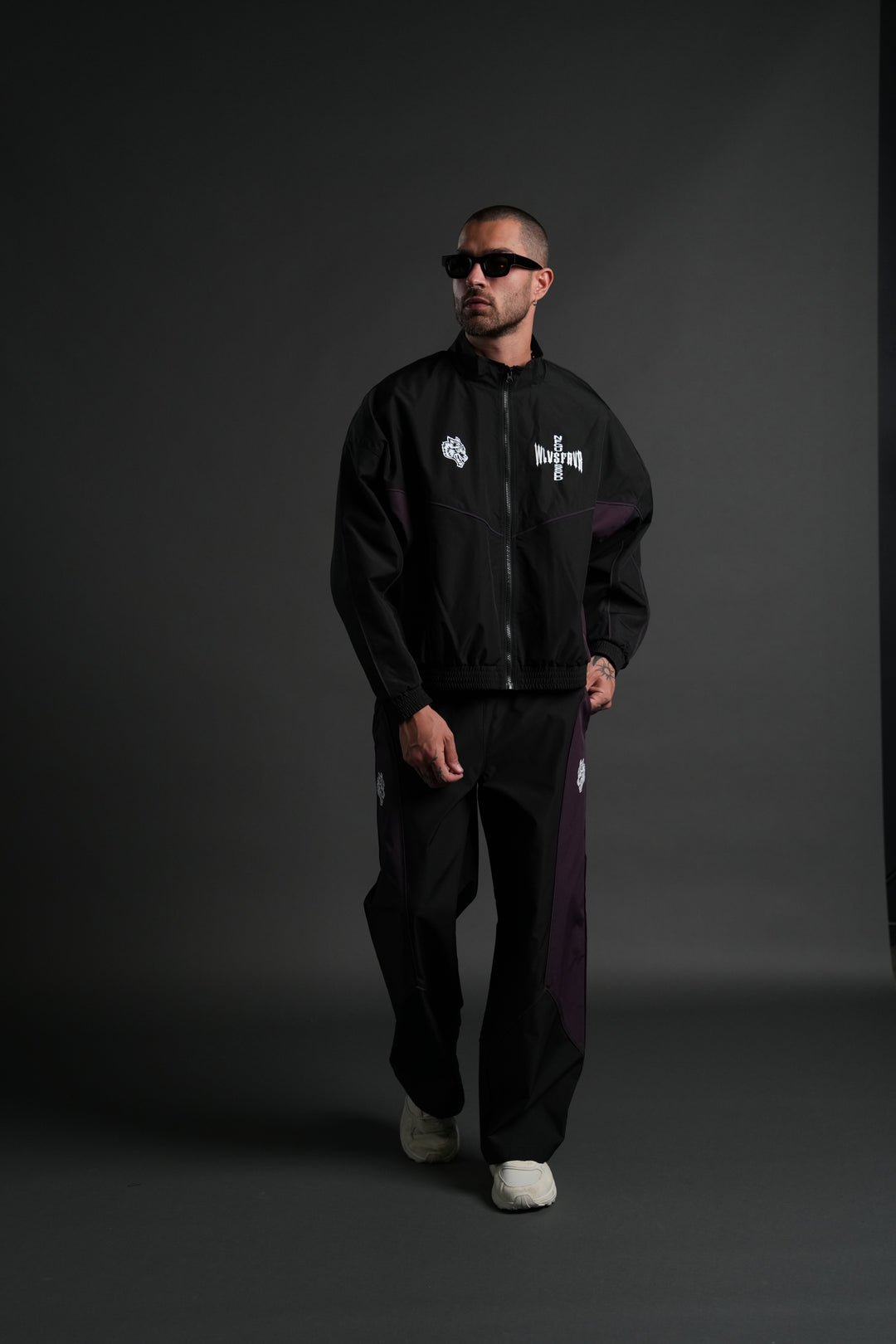Wlvs Frvr Quinn Track Jacket in Black/Phantom Purple