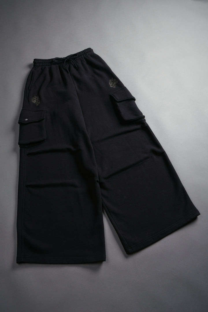 Dual Mia Cargo Sweat Pants in Black