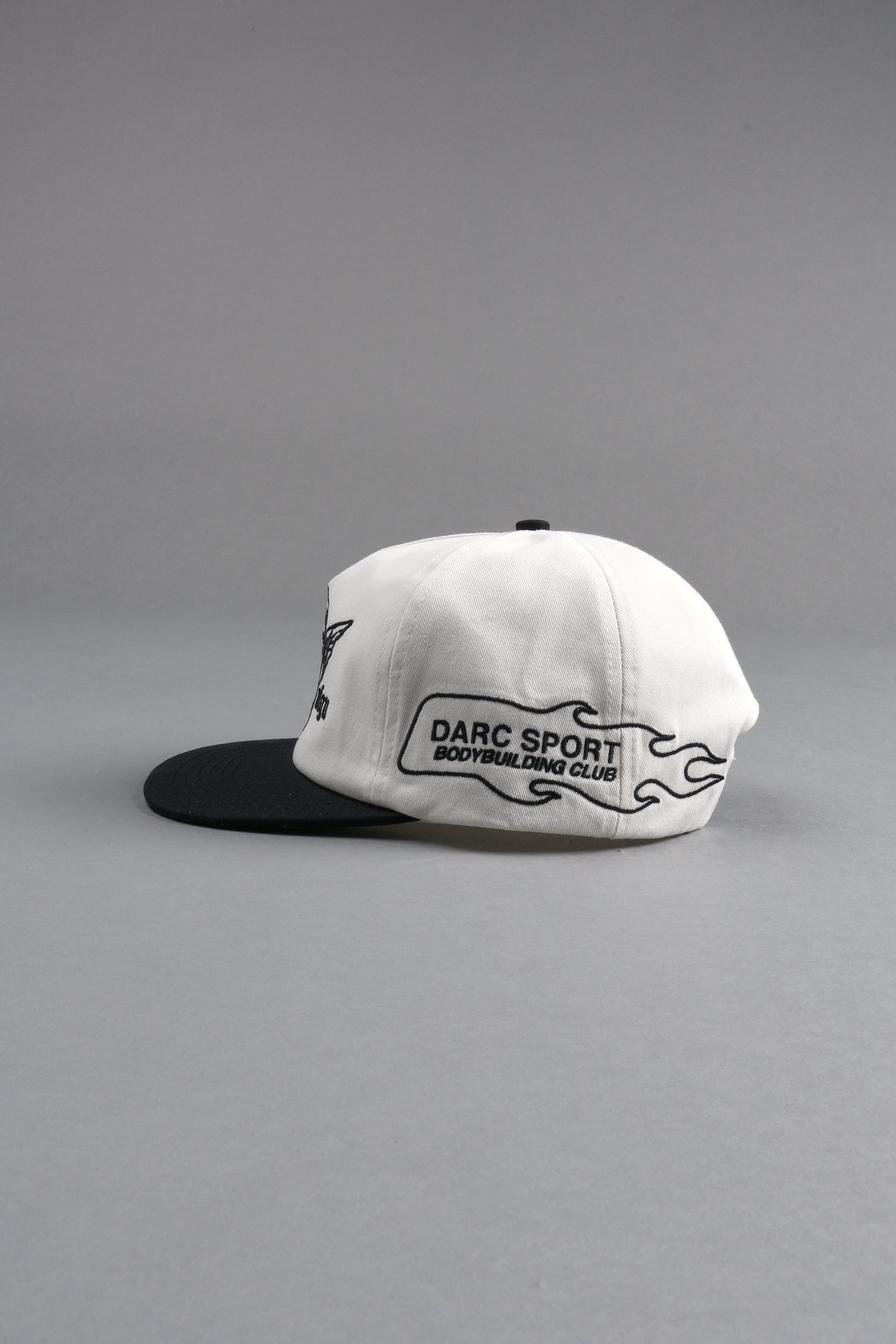 Shielded Heart 5 Panel Hat in Cream/Black