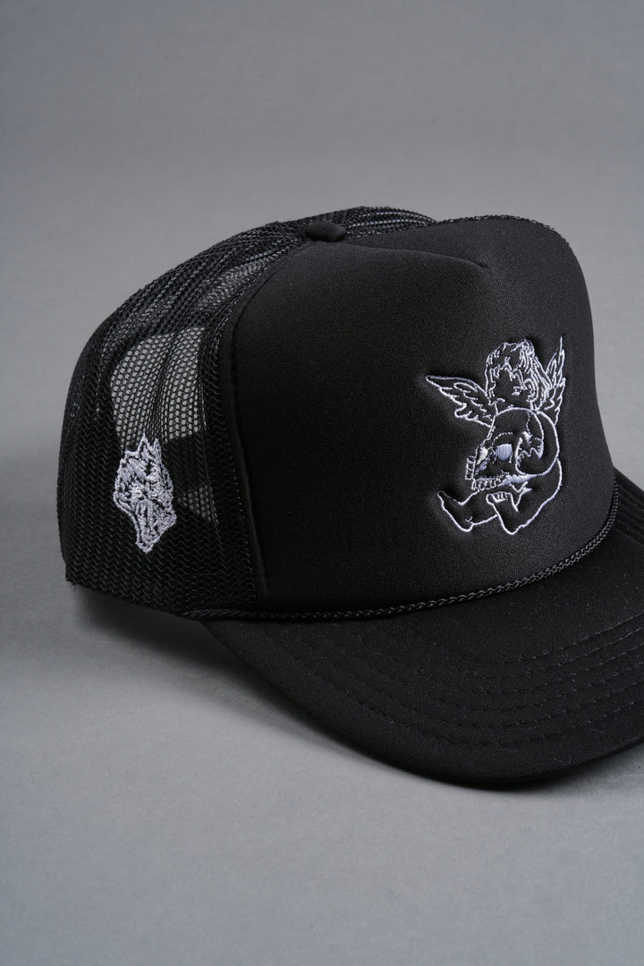 Cherub and the Skull Trucker Hat in Black