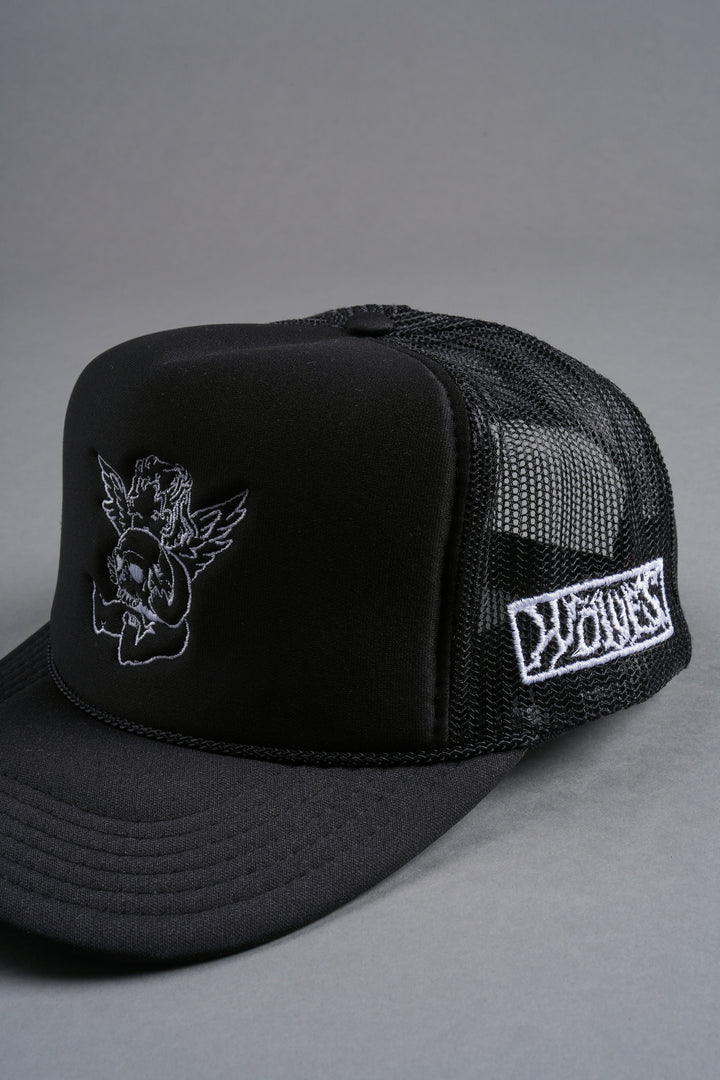 Cherub and the Skull Trucker Hat in Black