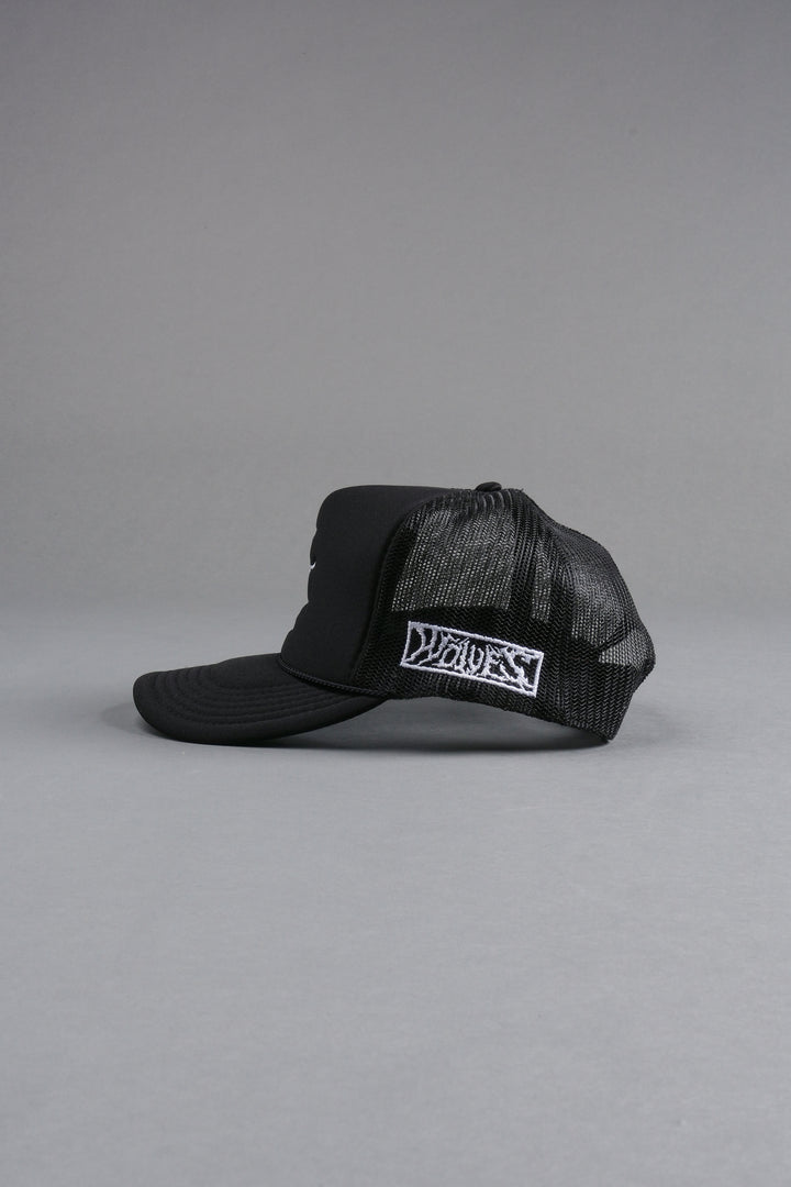 Iron Wolf Head Trucker Hat in Black