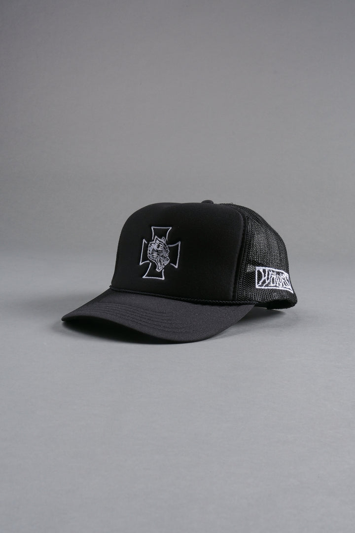 Iron Wolf Head Trucker Hat in Black