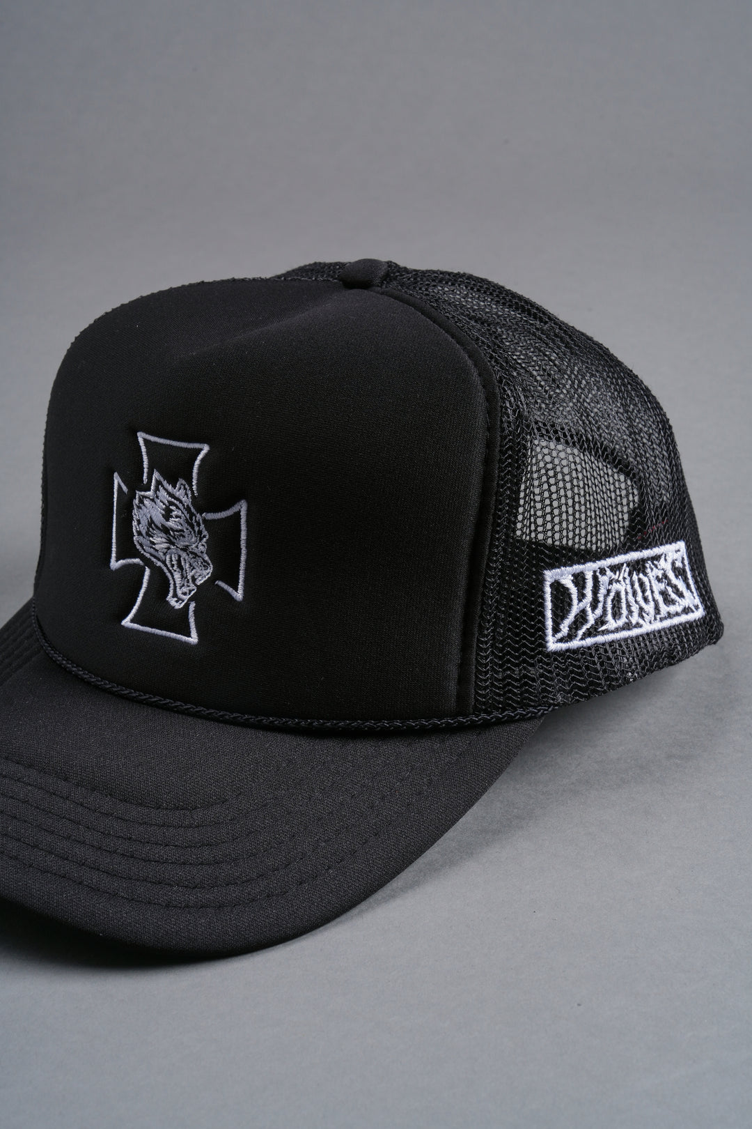 Iron Wolf Head Trucker Hat in Black