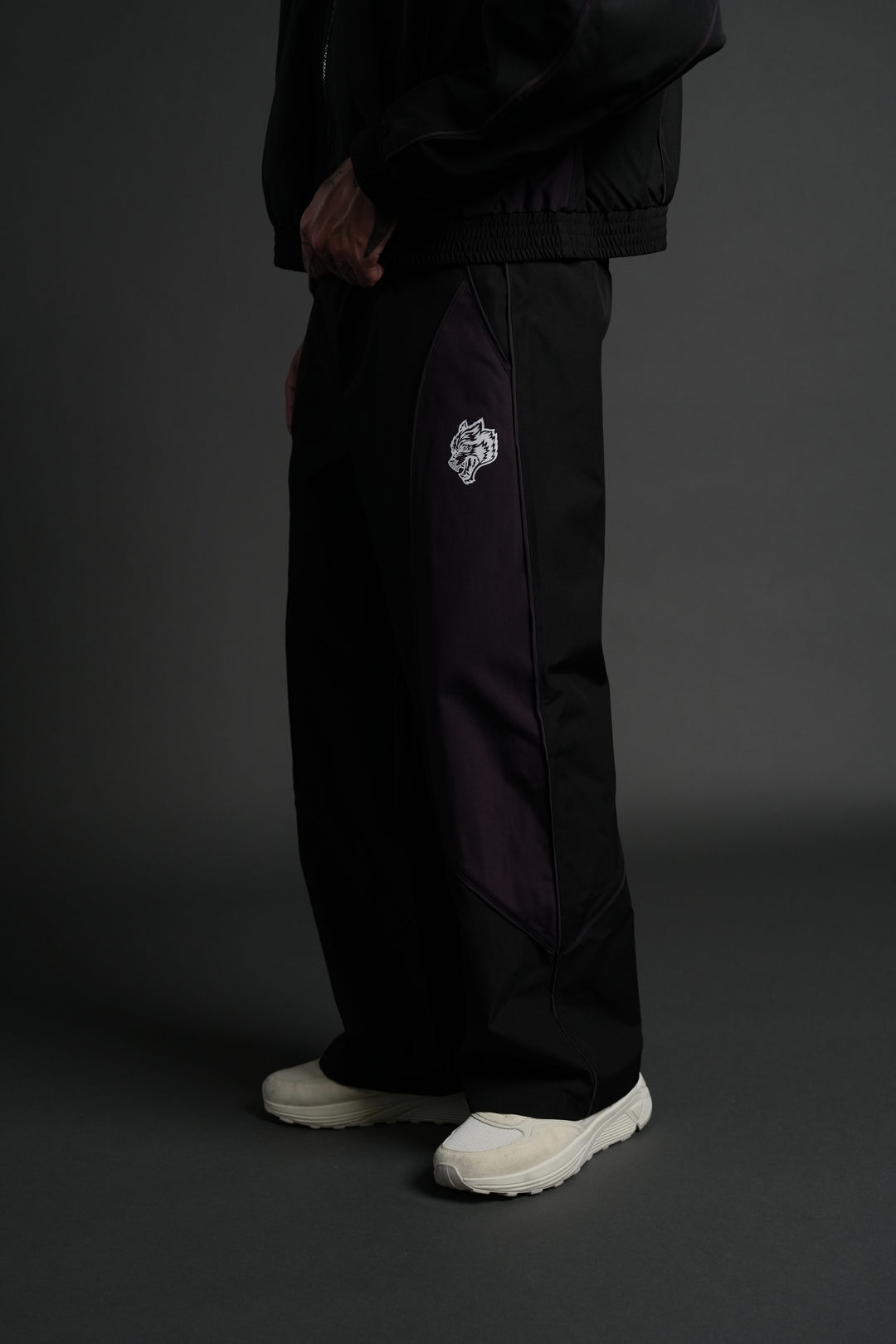 Dual Wolf Men's Quinn Track Pants in Black/Phantom Purple