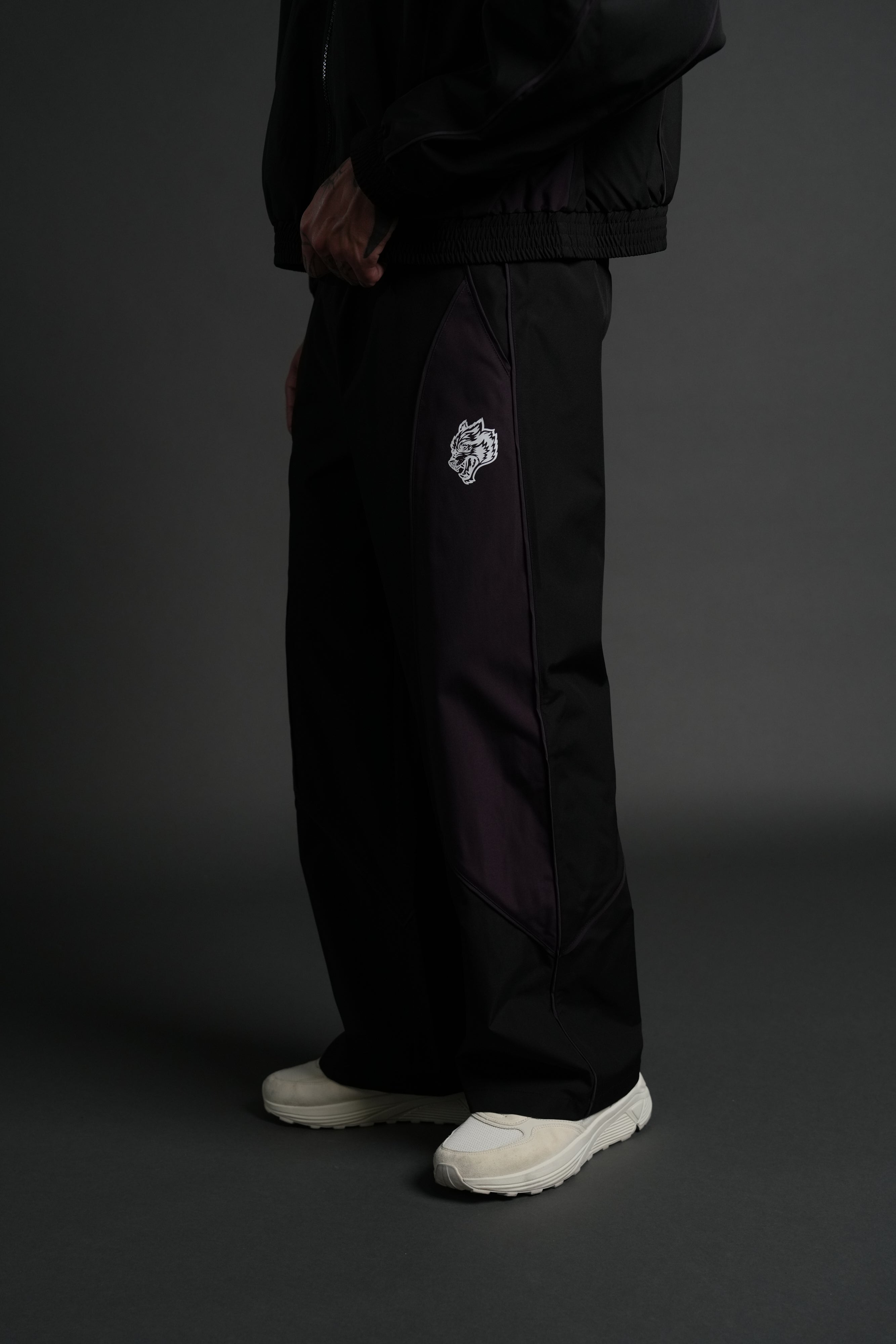 Dual Wolf Men's Quinn Track Pants in Black/Phantom Purple