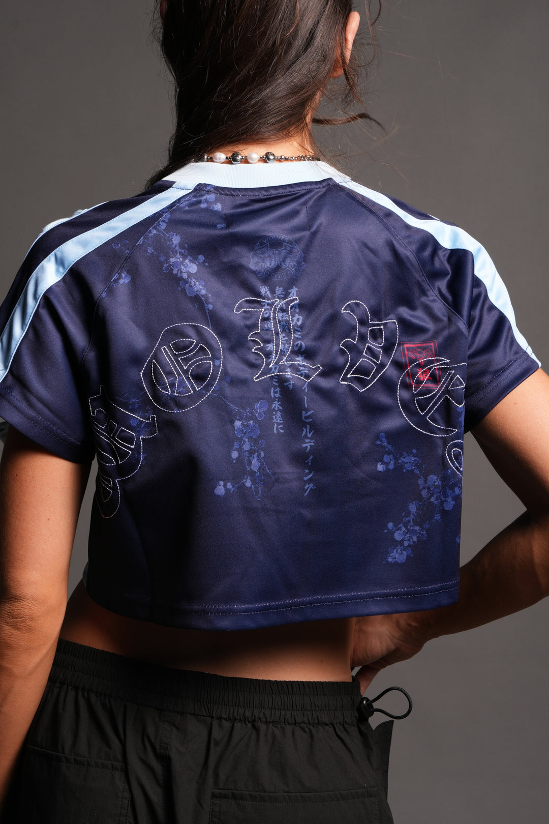 She Wave She Laced Crop Jersey Top in La Blue