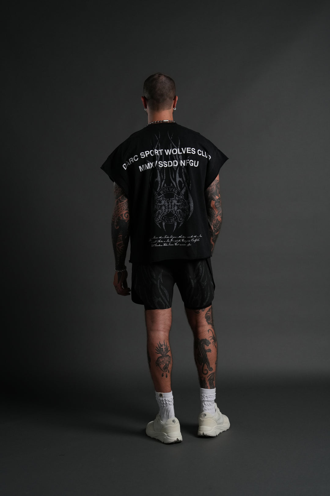Finite Flame Grunge Cut-Off Tee in Black Inverted Sun Fade