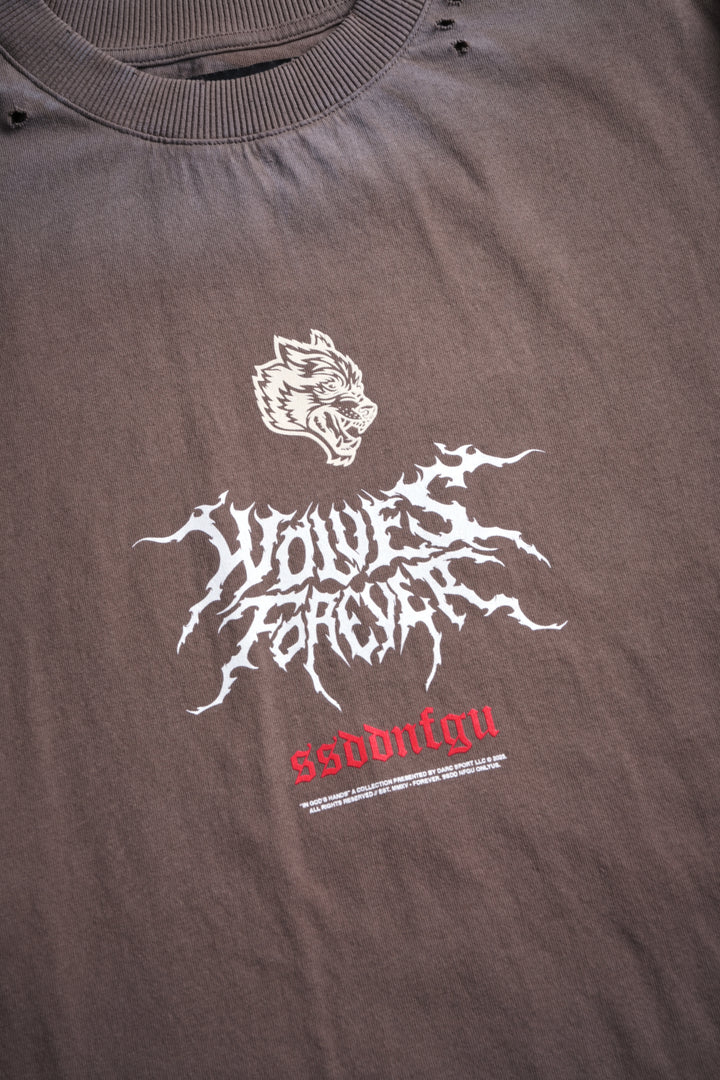 Mori Rose Distressed Grunge Tee in Mojave Brown Drift Wash