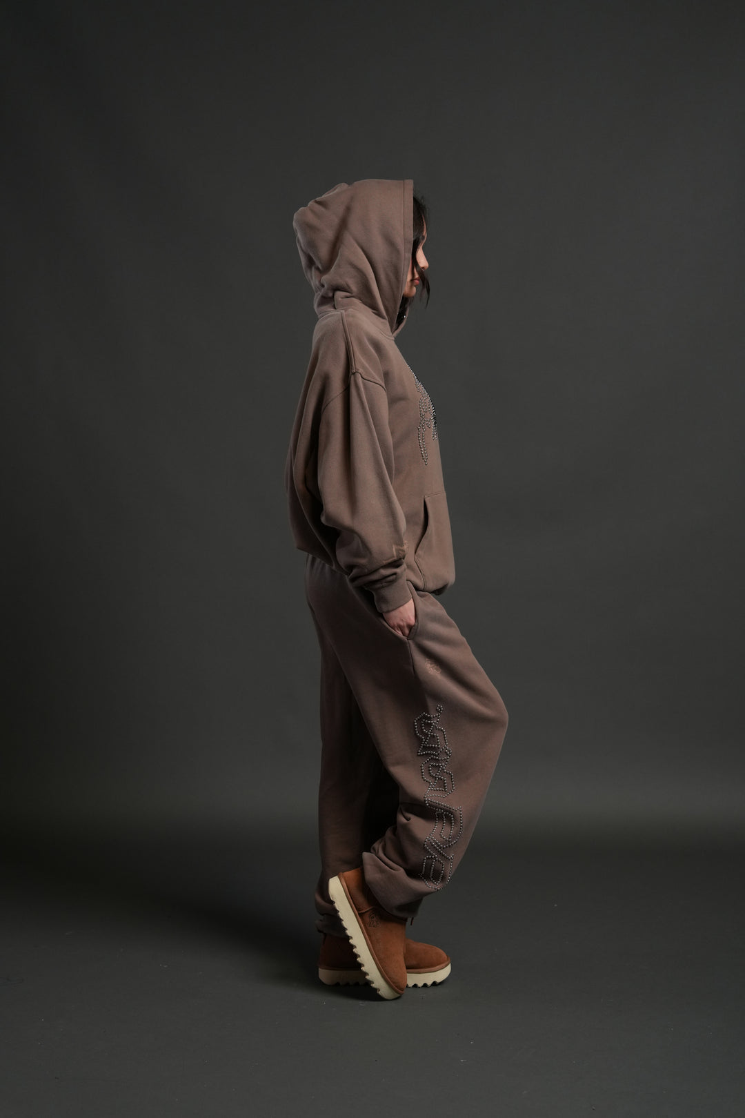 Studded Respect Unisex "Pierce" Hoodie in Mojave Brown Drift Wash