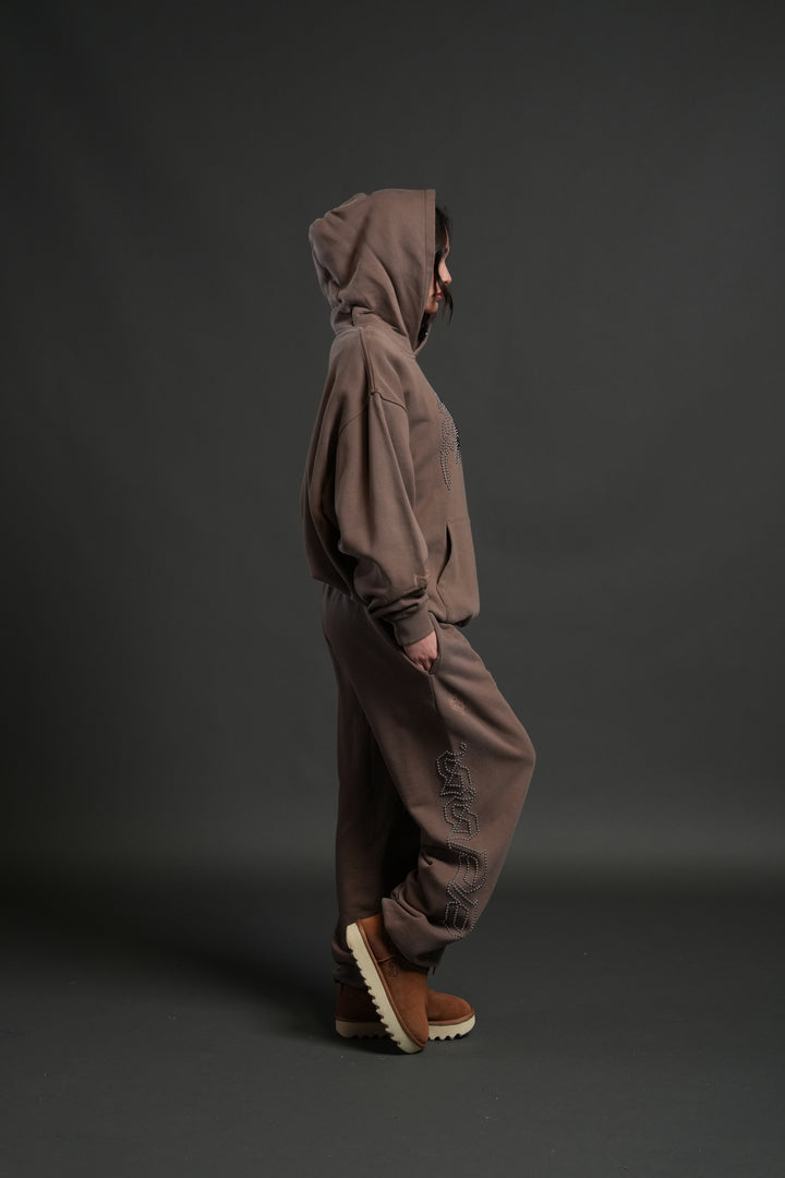 Studded Respect Unisex "Pierce" Hoodie in Mojave Brown Drift Wash