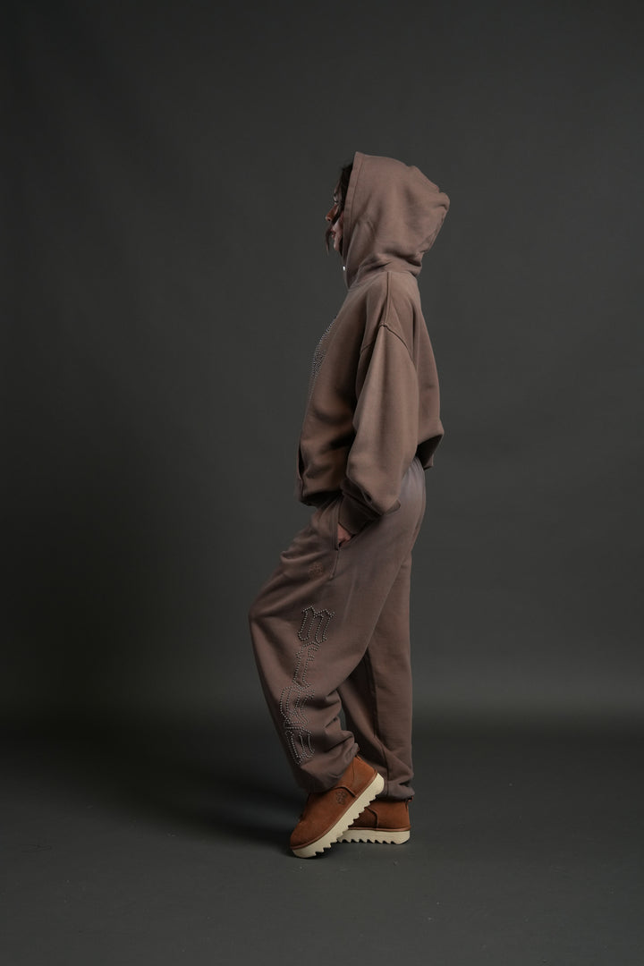 Studded Respect Unisex "Pierce" Hoodie in Mojave Brown Drift Wash