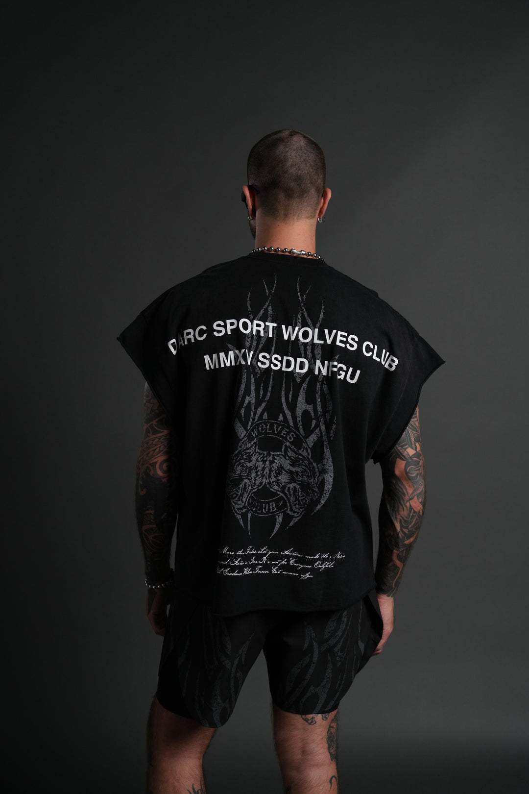 Finite Flame Grunge Cut-Off Tee in Black Inverted Sun Fade
