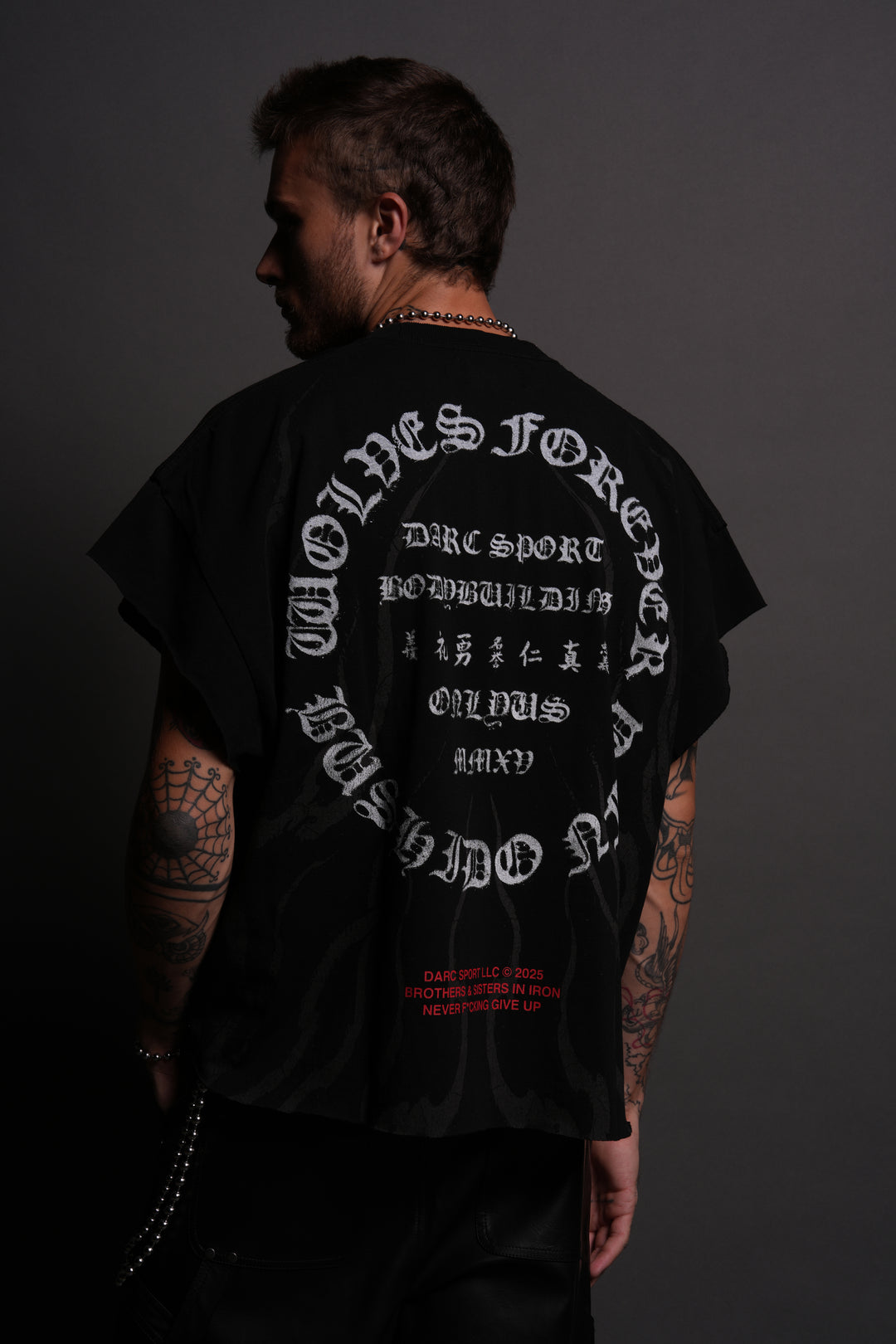 Warrior's Fire Grunge Cut-Off Tee in Black