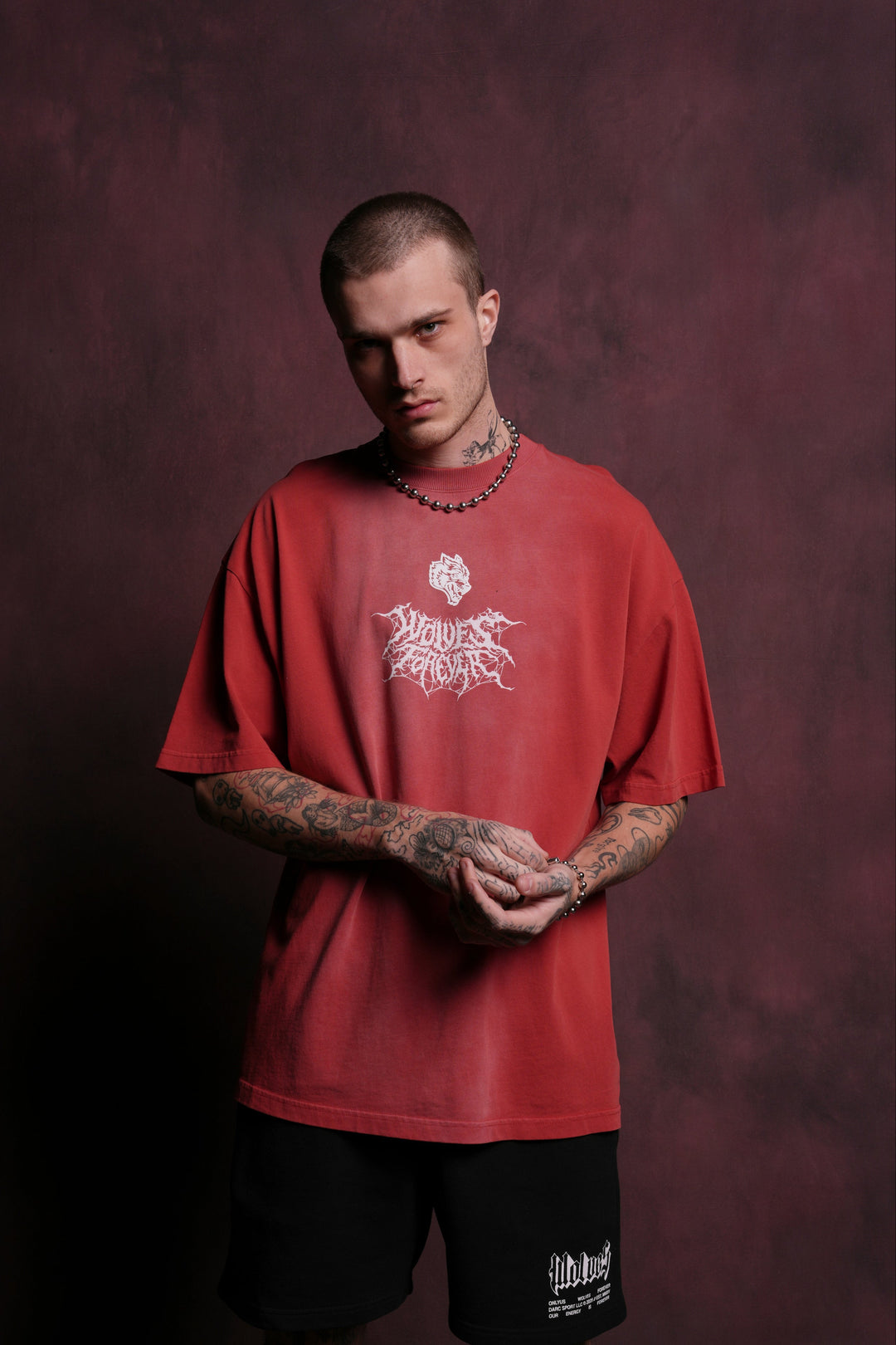 Seed Of Darcness "Premium" Oversized Unisex Tee in Roman Red Tonal Sun Fade