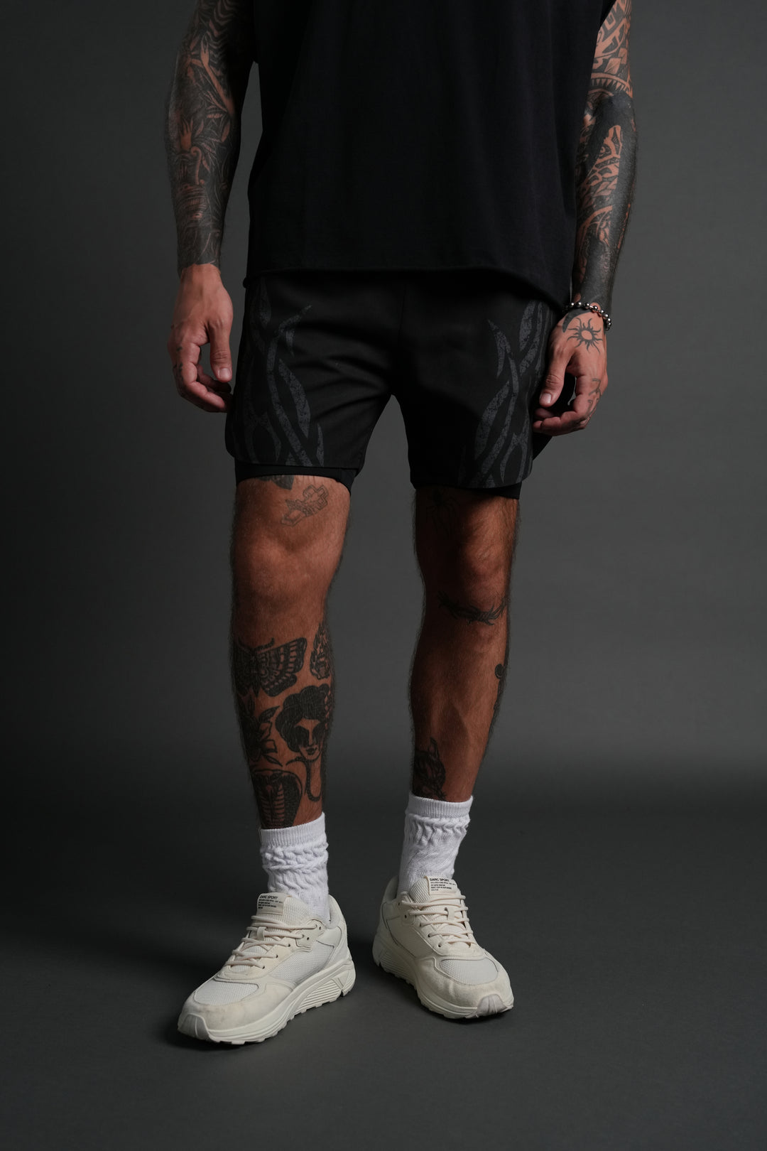Finite Flame Phantom Compression Shorts in Black