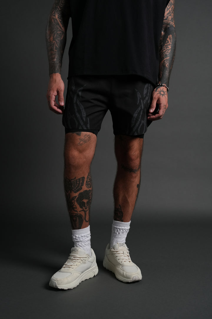 Finite Flame Phantom Compression Shorts in Black