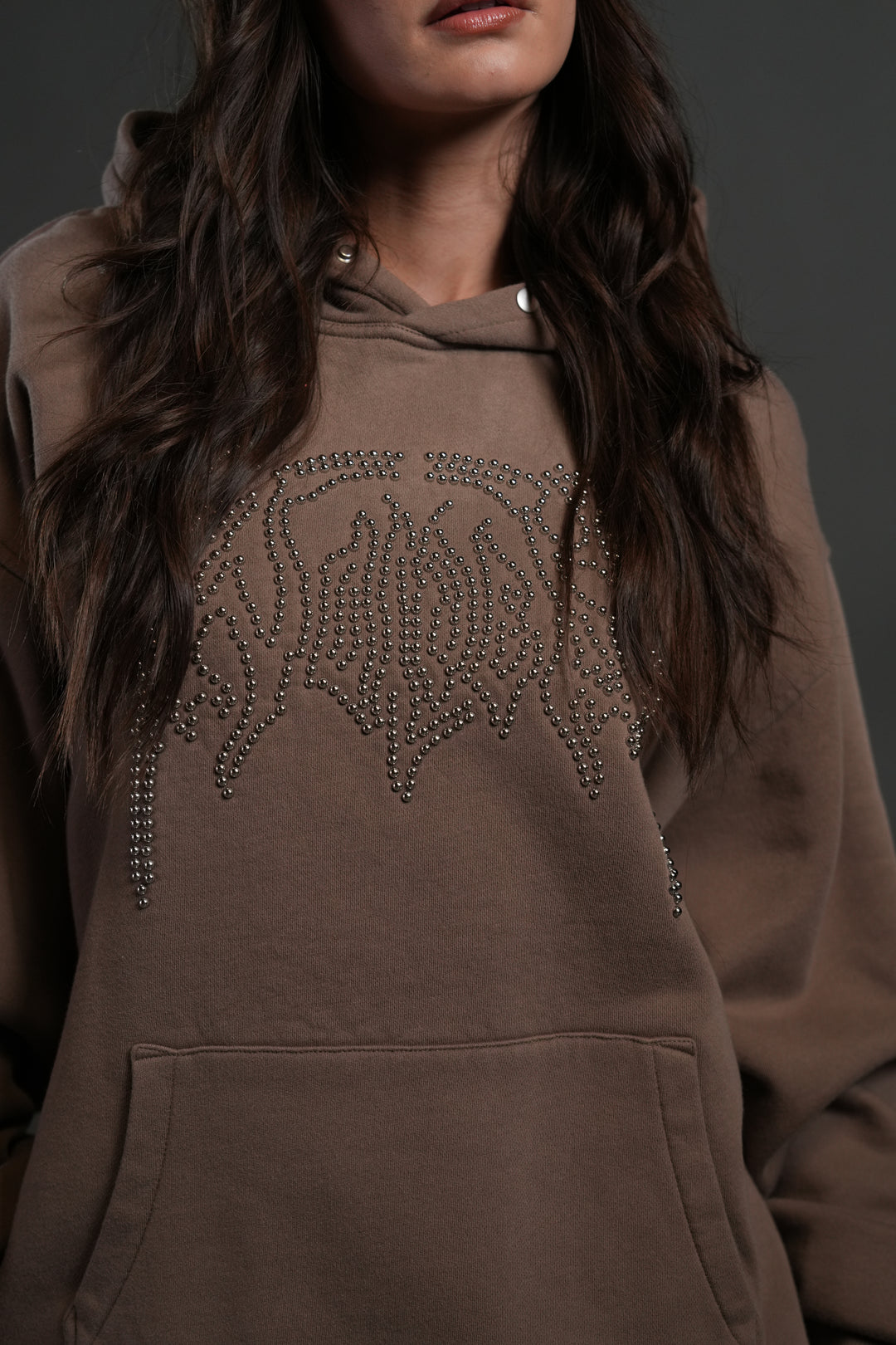 Studded Respect Unisex "Pierce" Hoodie in Mojave Brown Drift Wash