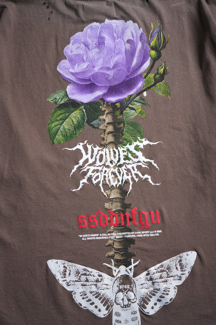 Mori Rose Distressed Grunge Tee in Mojave Brown Drift Wash