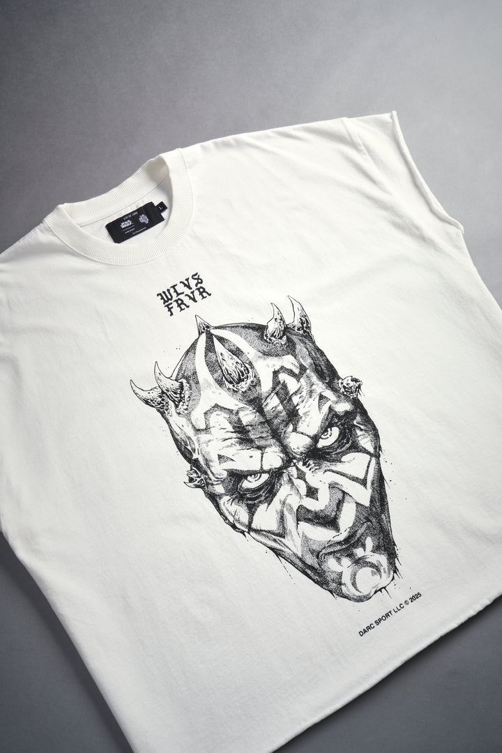 Dark Apprentice "Grunge" Cut Off Tee in Cream