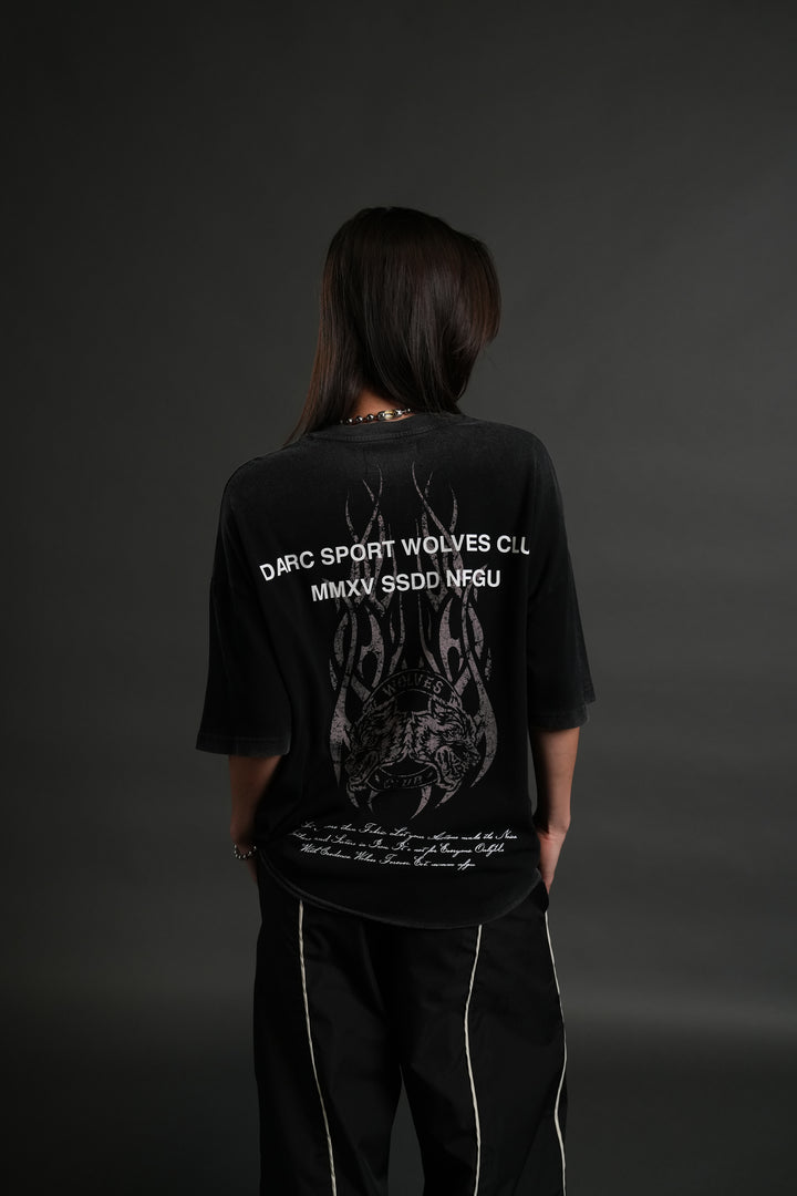 Finite Flame Premium Raw Hem "Box Cut" Unisex Tee in Black