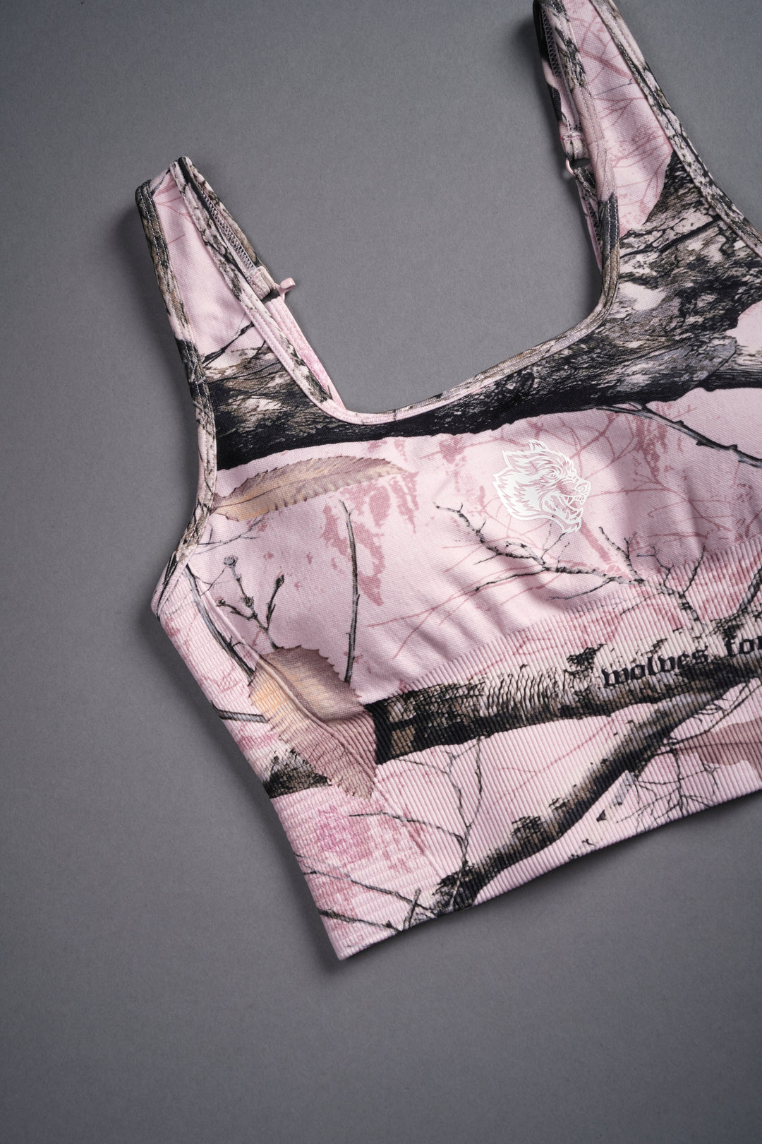 Single Wolf "Everson Seamless" Valencourt Bra in Brown/Light Mauve Woodland Camo