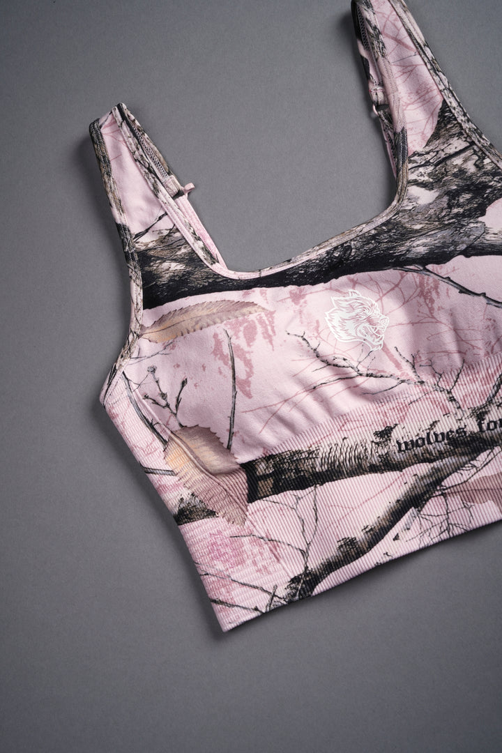 Single Wolf "Everson Seamless" Valencourt Bra in Brown/Light Mauve Woodland Camo