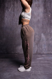 Roses While We're Here She Kumite Sweat Pants in Mojave Brown Sun Fade