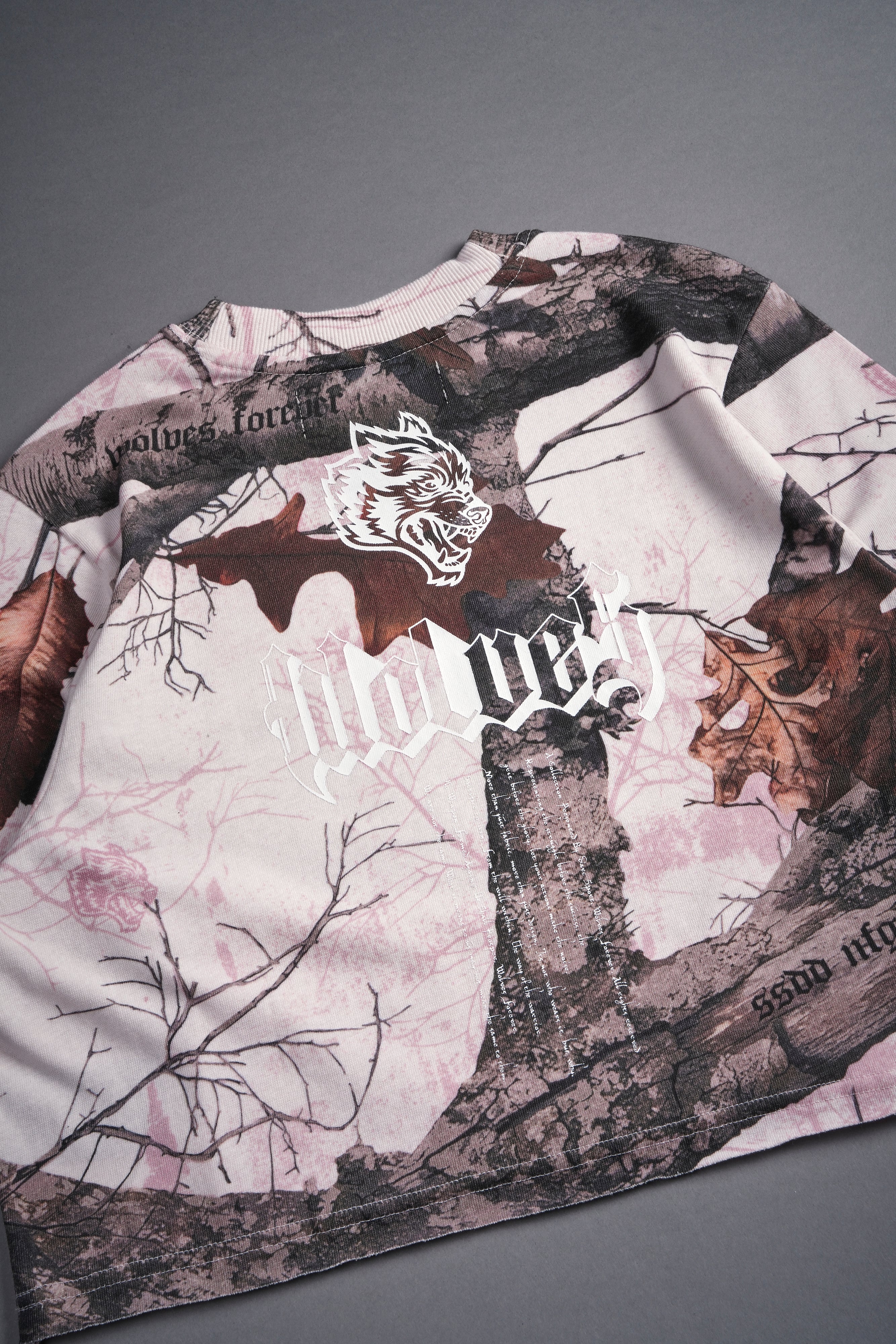 Our Passion "Premium" (Cropped) Tee in Brown/Light Mauve Woodland Camo