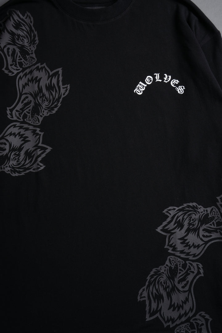 Surrounded By Family "Premium" Oversized Tee in Tonal Black