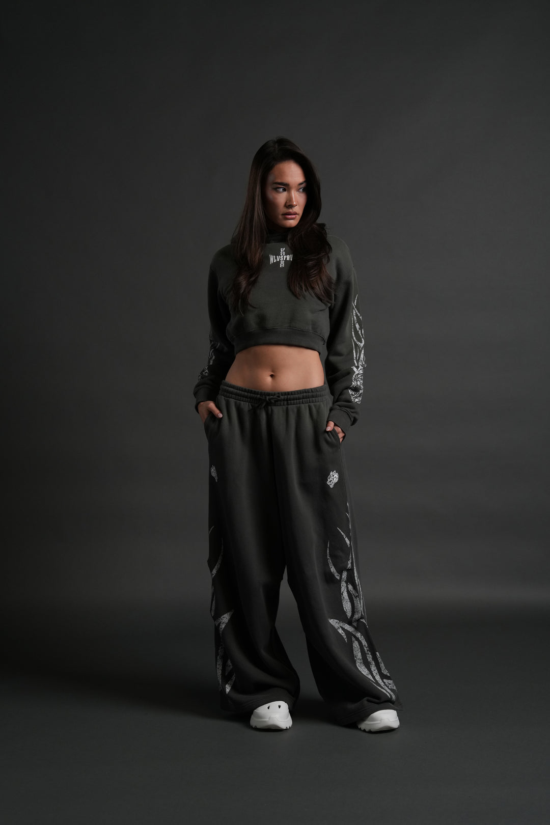 Finite Flame "Rose" She Hoodie in Wolf Gray Drift Wash