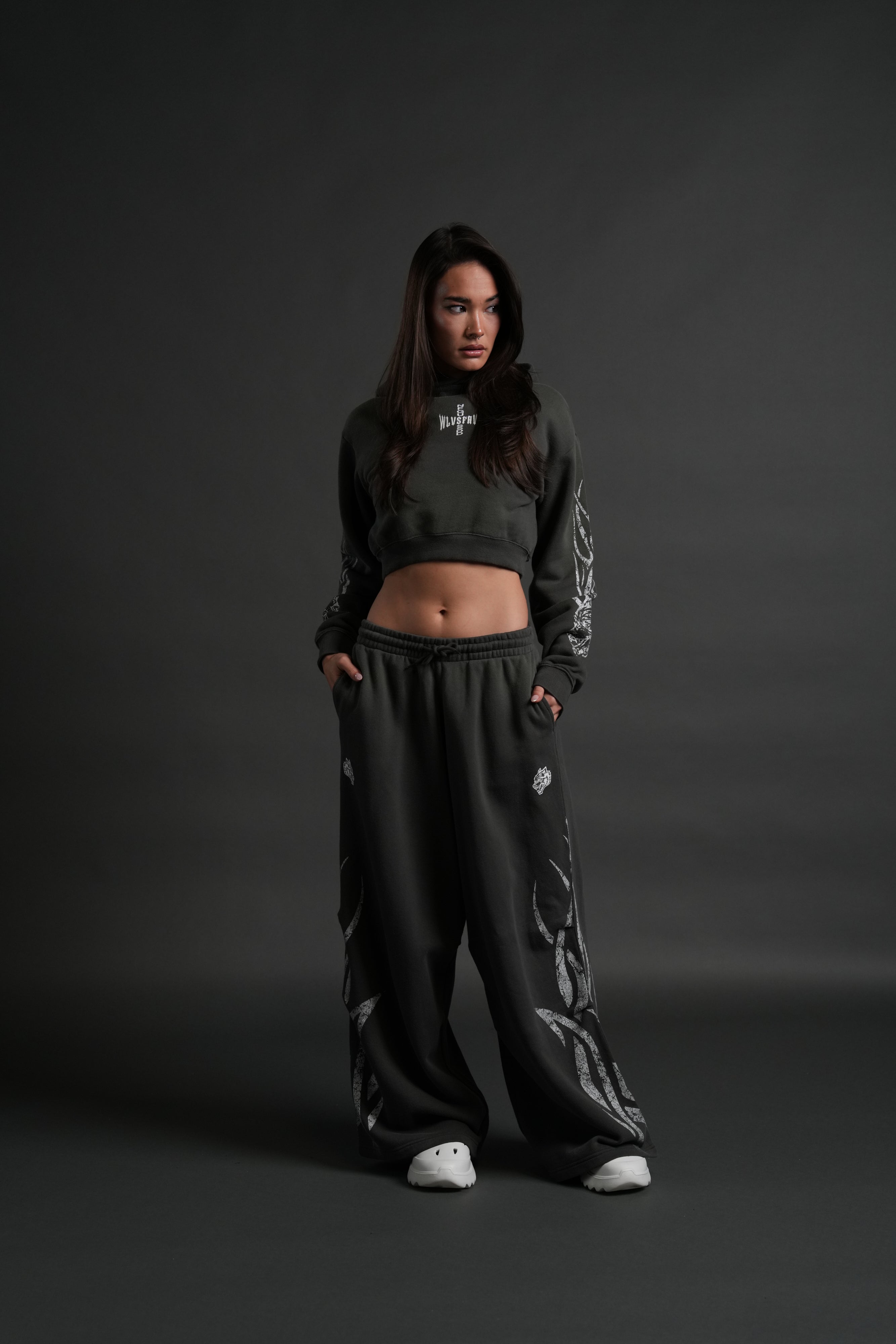 Finite Flame "Rose" She Hoodie in Wolf Gray Drift Wash