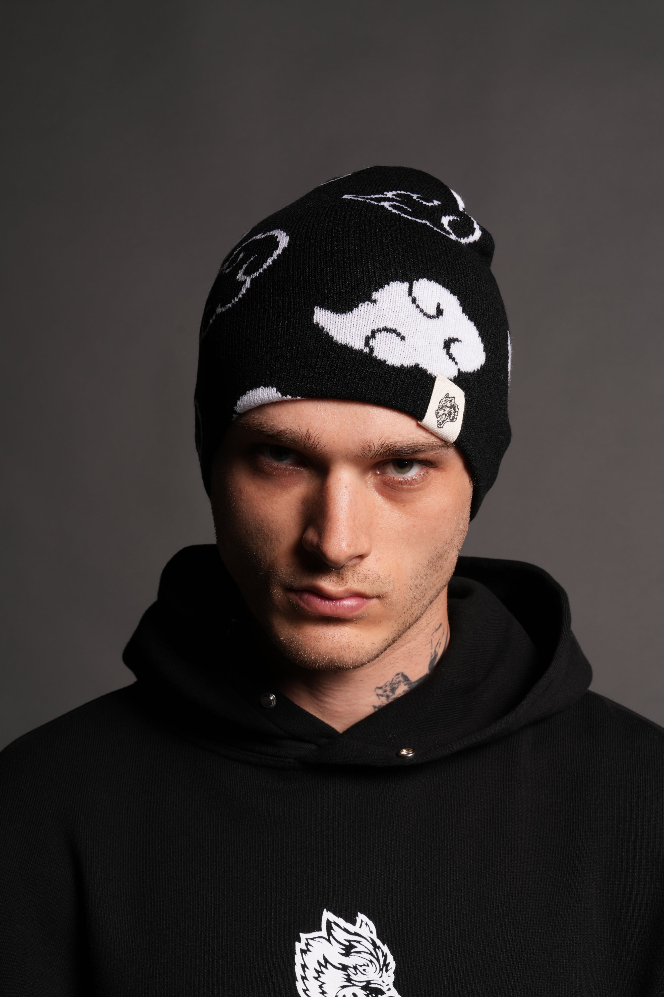 Wolf Clouds Cap Beanie in Black/White – DarcSport