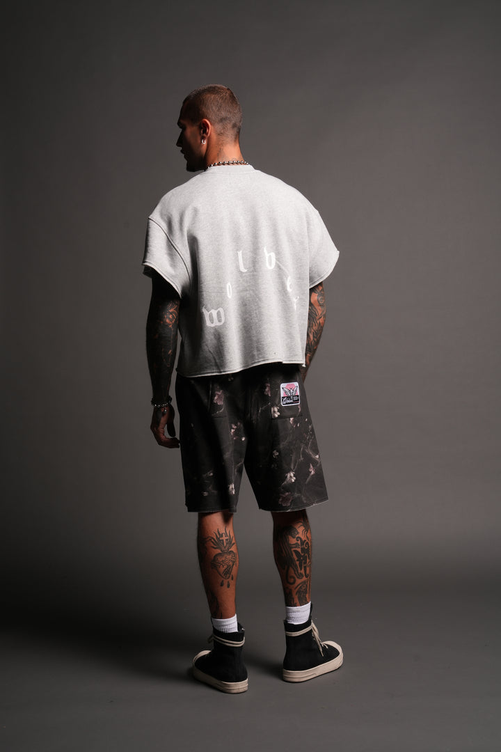 Wolf Pyramid Raw Hem Box Cut Cap Sleeve London Crewneck In Light Athletic Gray