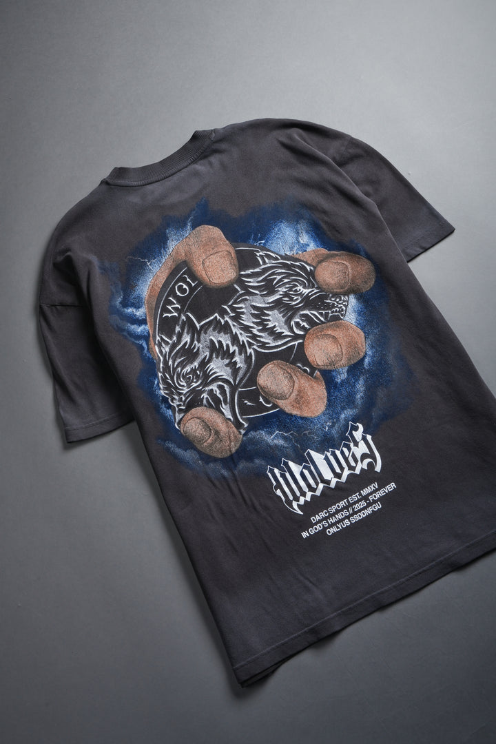 In God's Hands "Premium" Oversized Tee in Wolf Gray Drift Wash