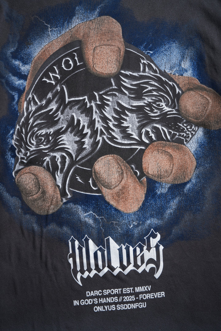 In God's Hands "Premium" Oversized Tee in Wolf Gray Drift Wash