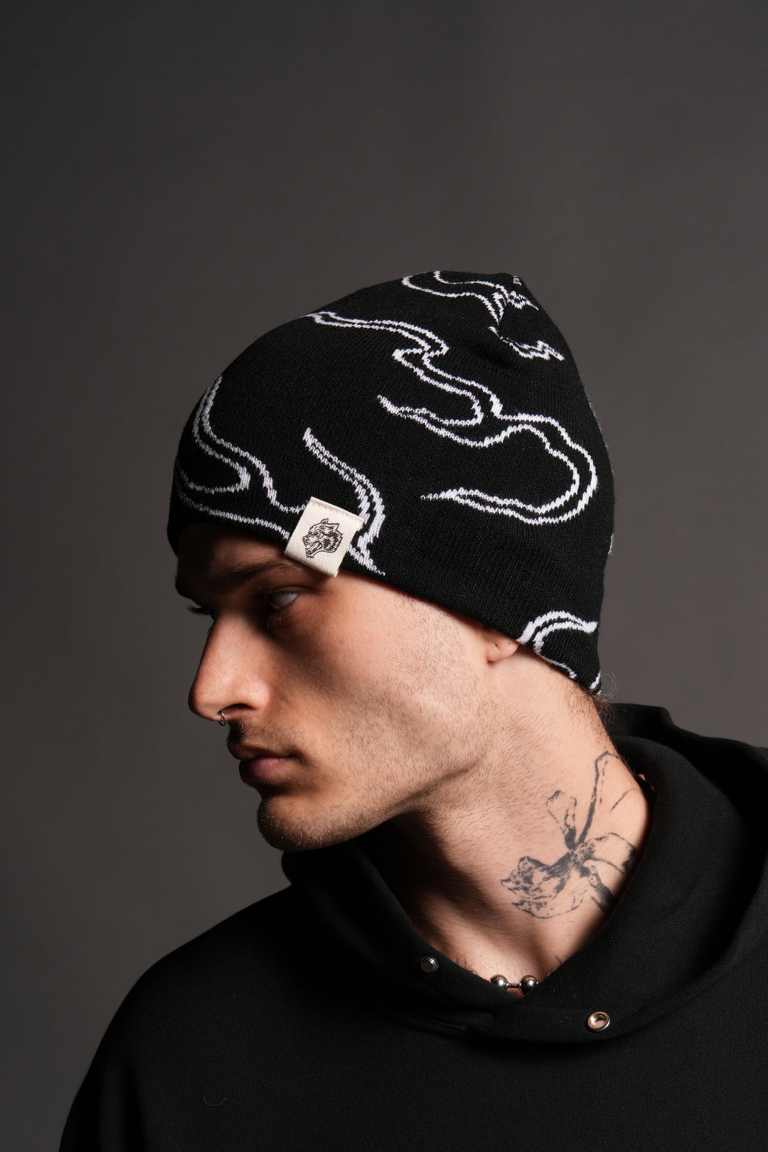 Our Fire Cap Beanie in Black/White